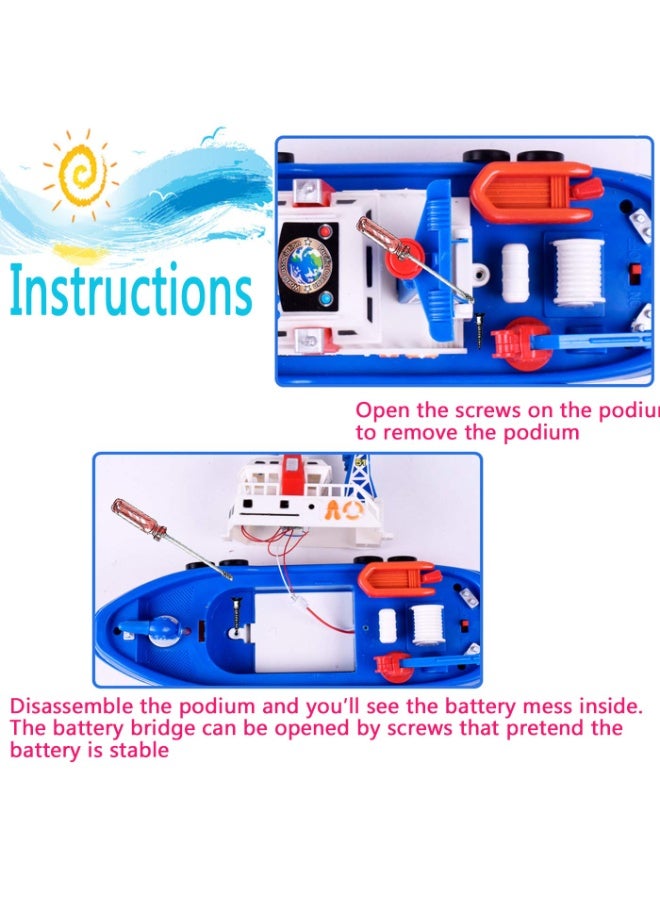 【Creative Kids Model Fire Boat】Electric Toy Boat With Music Light & Water Spray | Realistic Fire Boat Design With Vibrant Colors | Water Spray + Siren Sound + Flashing Red & Blue Lights | Develops Children's Cognitive & Hands-On Skills | Requires 3 AA Batteries (Not Included) | Safe & Eco-Friendly Material | Parent-Child Interactive Water Toy | Perfect For Bath Time Fun - Image 5