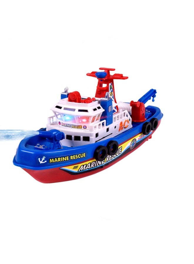 【Creative Kids Model Fire Boat】Electric Toy Boat With Music Light & Water Spray | Realistic Fire Boat Design With Vibrant Colors | Water Spray + Siren Sound + Flashing Red & Blue Lights | Develops Children's Cognitive & Hands-On Skills | Requires 3 AA Batteries (Not Included) | Safe & Eco-Friendly Material | Parent-Child Interactive Water Toy | Perfect For Bath Time Fun - Image 1