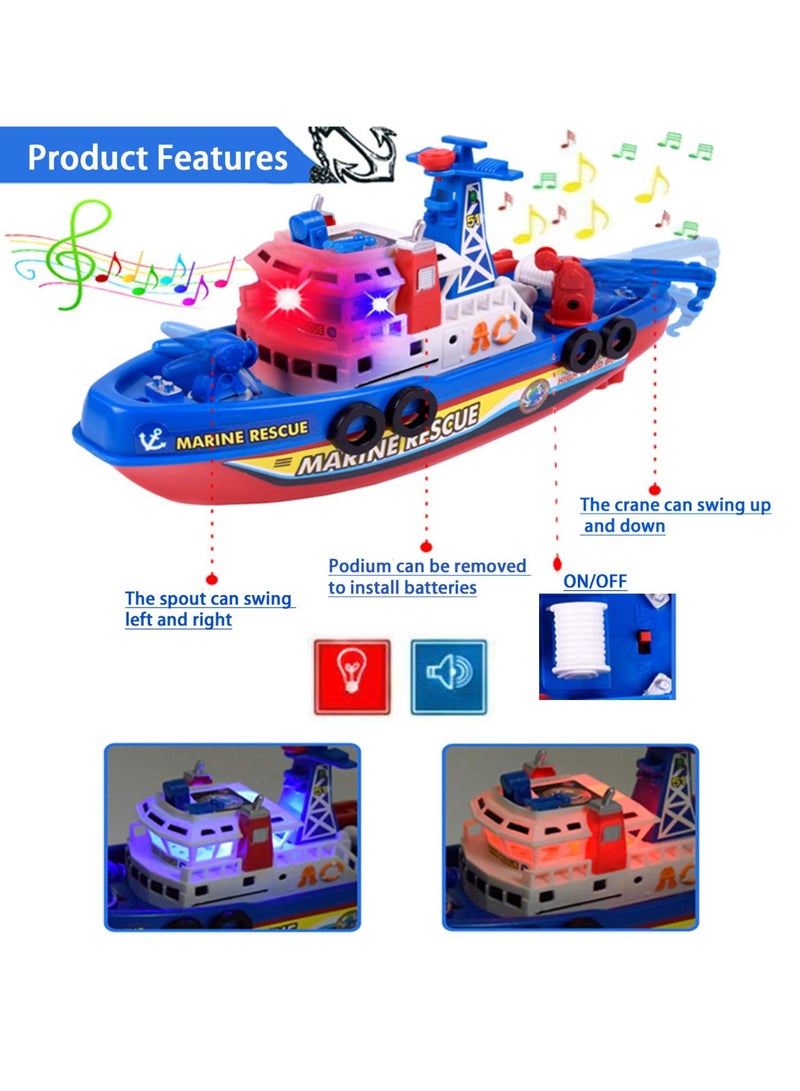 【Creative Kids Model Fire Boat】Electric Toy Boat With Music Light & Water Spray | Realistic Fire Boat Design With Vibrant Colors | Water Spray + Siren Sound + Flashing Red & Blue Lights | Develops Children's Cognitive & Hands-On Skills | Requires 3 AA Batteries (Not Included) | Safe & Eco-Friendly Material | Parent-Child Interactive Water Toy | Perfect For Bath Time Fun - Image 3