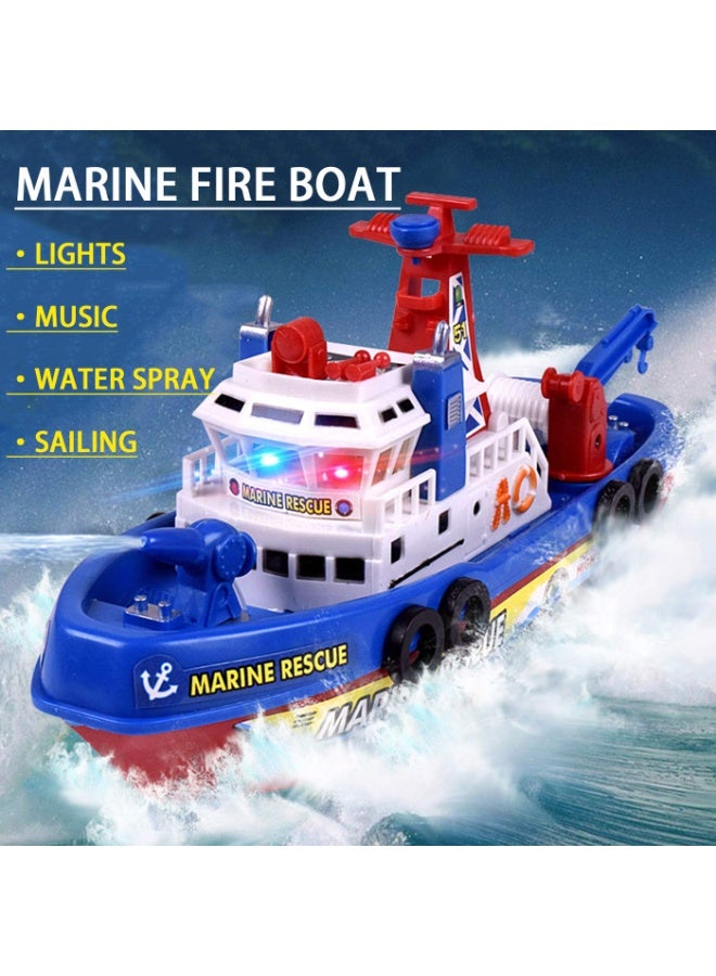 【Creative Kids Model Fire Boat】Electric Toy Boat With Music Light & Water Spray | Realistic Fire Boat Design With Vibrant Colors | Water Spray + Siren Sound + Flashing Red & Blue Lights | Develops Children's Cognitive & Hands-On Skills | Requires 3 AA Batteries (Not Included) | Safe & Eco-Friendly Material | Parent-Child Interactive Water Toy | Perfect For Bath Time Fun - Image 4