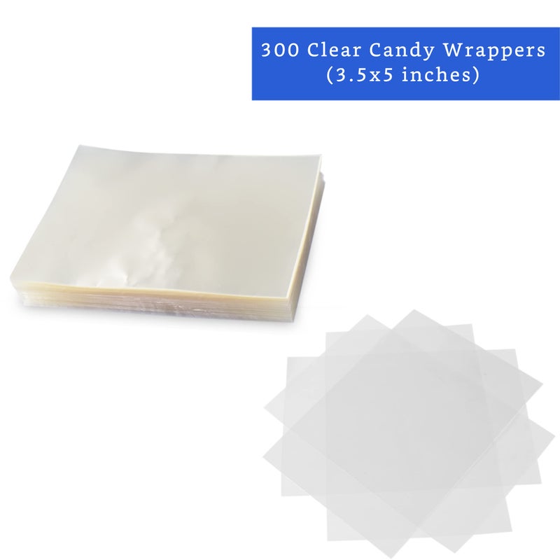 FIESTA WRAPS Clear Candy Wrappers for Caramels (300 Pcs 3.5x5 inches) - Natural Clear Cellophane Candy Wrapper - Caramel Wrappers - Candy Wrapping Paper for Caramels, Chocolate, Nougat and Lollipops  - Image 2
