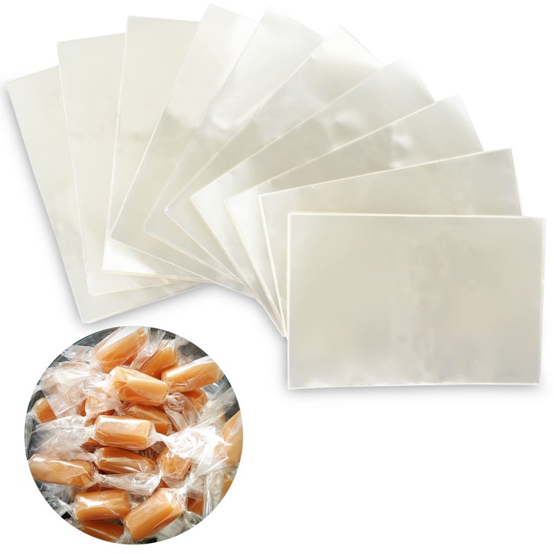 FIESTA WRAPS Clear Candy Wrappers for Caramels (300 Pcs 3.5x5 inches) - Natural Clear Cellophane Candy Wrapper - Caramel Wrappers - Candy Wrapping Paper for Caramels, Chocolate, Nougat and Lollipops  - Image 1
