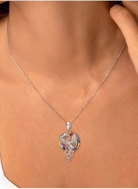 Trendy Silver Plated Necklace For Women With Phoenix Crystal Pendant
