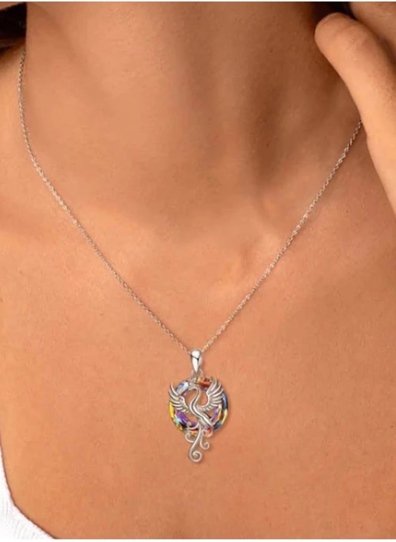 Elegance - Trendy Silver Plated Necklace For Women With Phoenix Crystal Pendant - Image 1