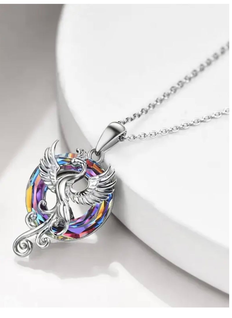 Elegance - Trendy Silver Plated Necklace For Women With Phoenix Crystal Pendant - Image 1