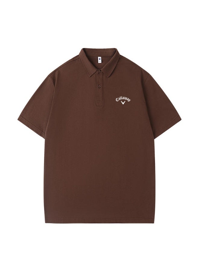Callaway outdoor golf solid color lapel Polo heavy cotton loose cover meat men's Joker business casual half sleeve. - Image 2