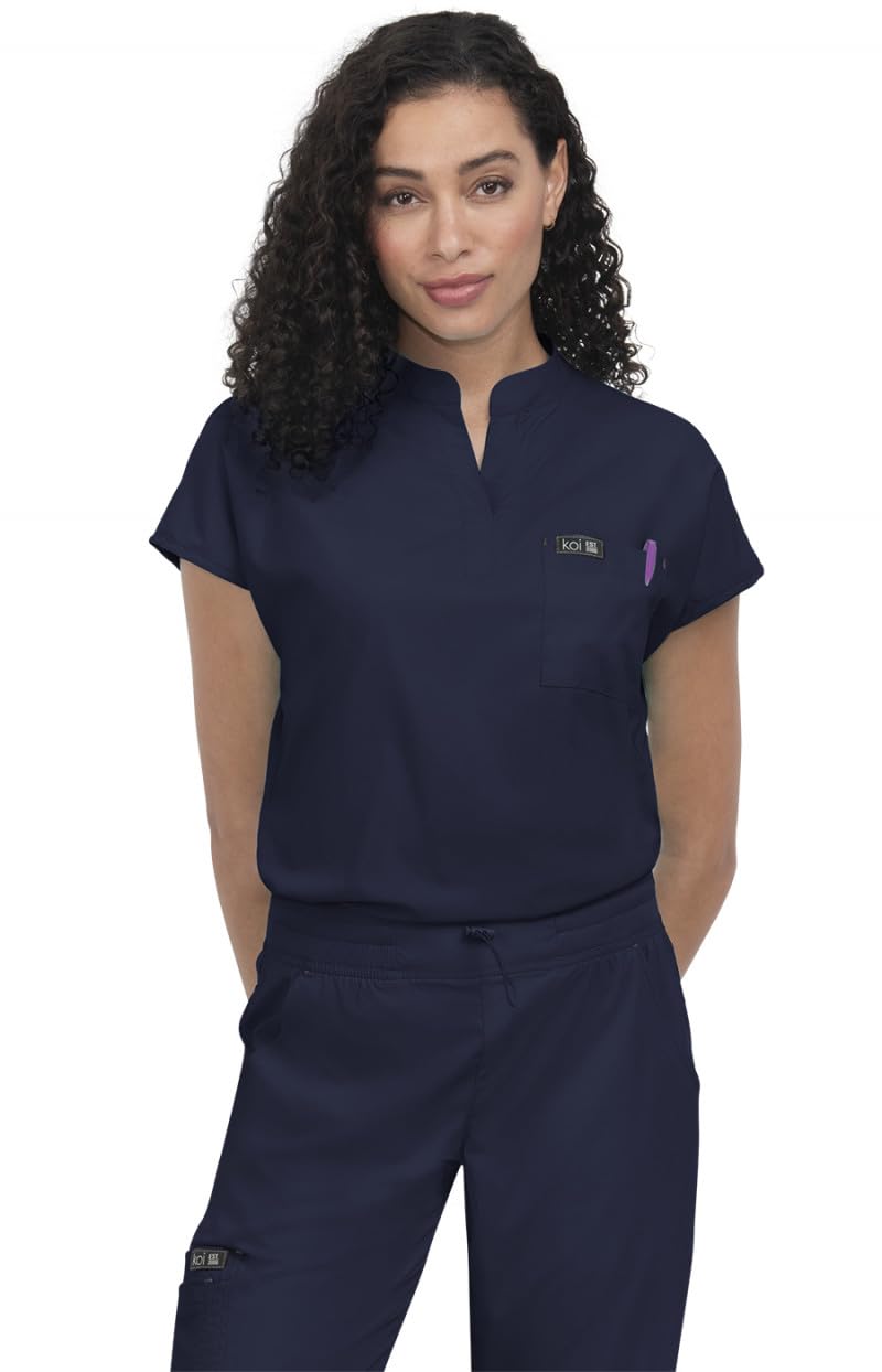KOI Basics Women's Ari 1-Pocket Scrub Top Navy Small - Image 1