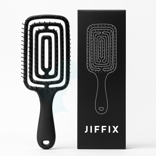 JIFFIX Curly Hair Brush for Women & Men | Detangling Hair Comb for Curly, Wavy & Thick Hair | Anti Frizz Vented Wet & Dry Curl Defining Brush with Flexible Bristles - Image 1