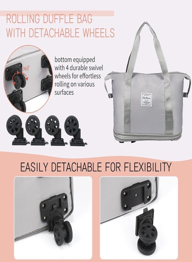 BELAYA Travel Bags 41 Liter Expandable for Women,Duffle Bags with Wheels and Handle for Women Luggage,Foldable Vanity Traveling Companion Hand Bag for Ladies Personal Items Large Weekend Bag Pack of 1 - Image 4
