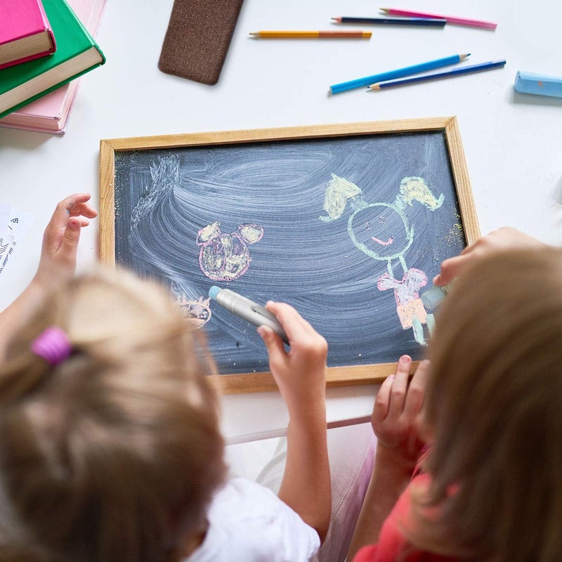 klarako 10 Pieces Aluminum Alloy Chalks Holder Silver Adjustable Teacher's Chalk Stick Holder Chalk Clip and 2 Pieces Magnetic Chalkboard Erasers for Office School and Children's Painting Writing (No Chalks) - Image 5