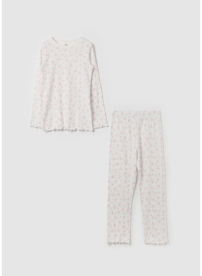 Ovs Ribbed floral pyjamas in organic cotton - Image 1