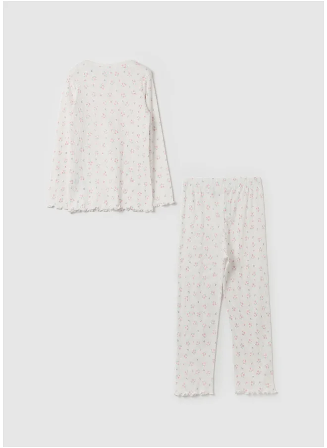 Ovs Ribbed floral pyjamas in organic cotton