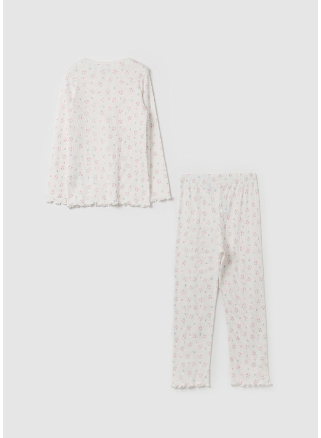 Ovs Ribbed floral pyjamas in organic cotton - Image 2