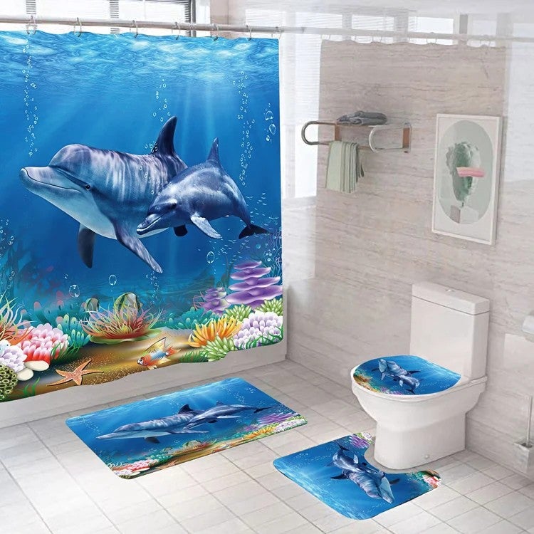 Y&D Hot Sale Luxury Hotel Shower Curtain Bath Mat Bathroom Shower Curtain Set Shower Liner - Image 3