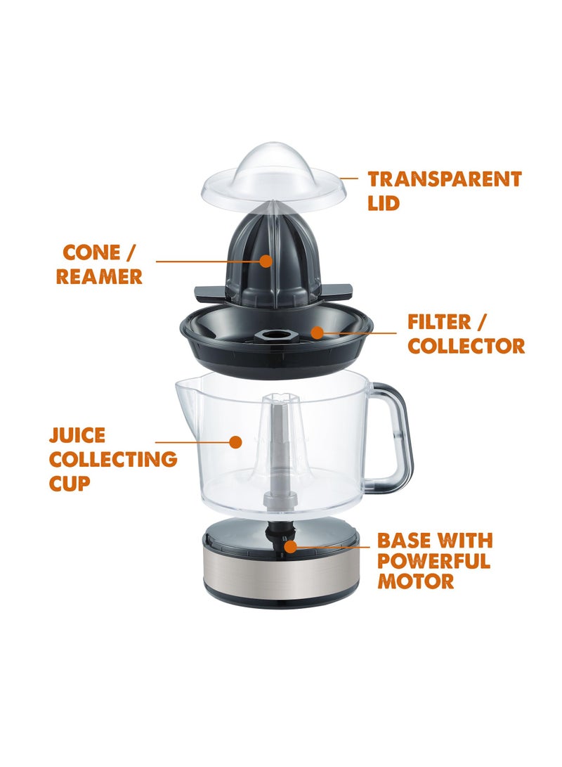 SYOSI عصارة الحمضيات الكهربائية خالية من BPA، مدمجة، سعة كبيرة، تحكم في اللب، للبرتقال، الليمون، الليمون الأخضر، الجريب فروت مع فوهة سكب سهلة، عصارة محمولة سهلة التنظيف سعة 24 أونصة، سوداء/فولاذ مقاوم للصدأ - Image 2