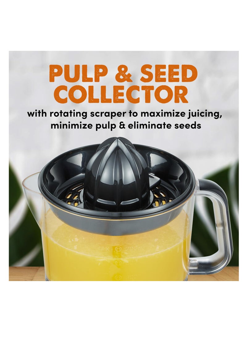 SYOSI عصارة الحمضيات الكهربائية خالية من BPA، مدمجة، سعة كبيرة، تحكم في اللب، للبرتقال، الليمون، الليمون الأخضر، الجريب فروت مع فوهة سكب سهلة، عصارة محمولة سهلة التنظيف سعة 24 أونصة، سوداء/فولاذ مقاوم للصدأ - Image 4