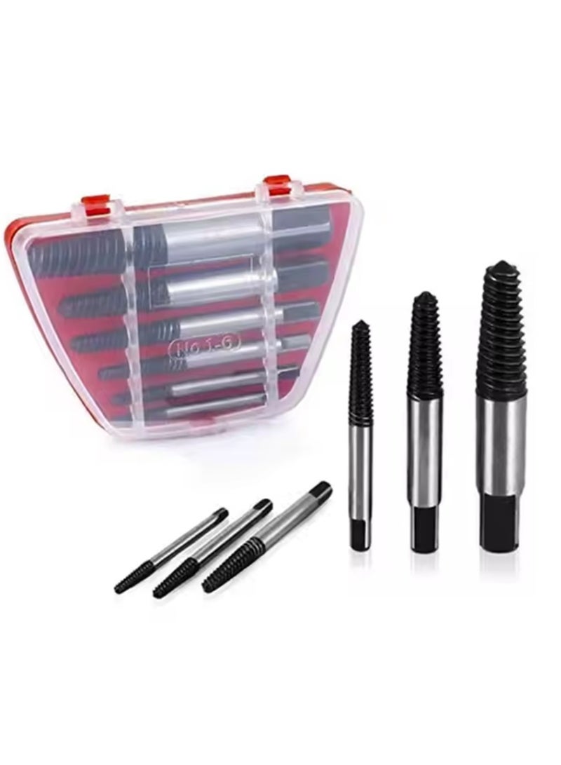 RENOVO 6 Pcs Damaged Screw Extractor Set, Carbon Steel Broken Bolt Extractor Easy Out Fastener Kit, Water Pipe Remover Kit for Removing Stripped Screws and Broken Bolts, with Storage Box - Image 1