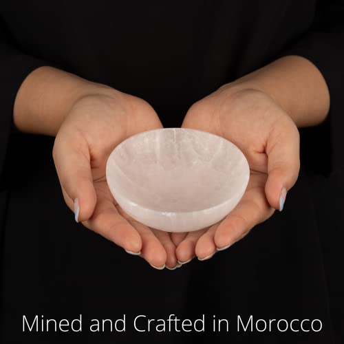 Wish Well Selenite Bowl for Crystals Charging – 4" Selenite Crystal Bowl – Mined & Crafted in Morocco – Ideal for Cleansing & Recharging Crystals & Healing Stones - Protection Crystals - Spiritual Gift & Decor - Image 2