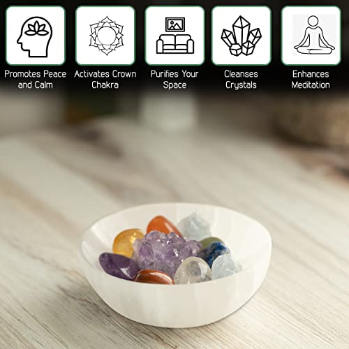 Wish Well Selenite Bowl for Crystals Charging – 4" Selenite Crystal Bowl – Mined & Crafted in Morocco – Ideal for Cleansing & Recharging Crystals & Healing Stones - Protection Crystals - Spiritual Gift & Decor - Image 4
