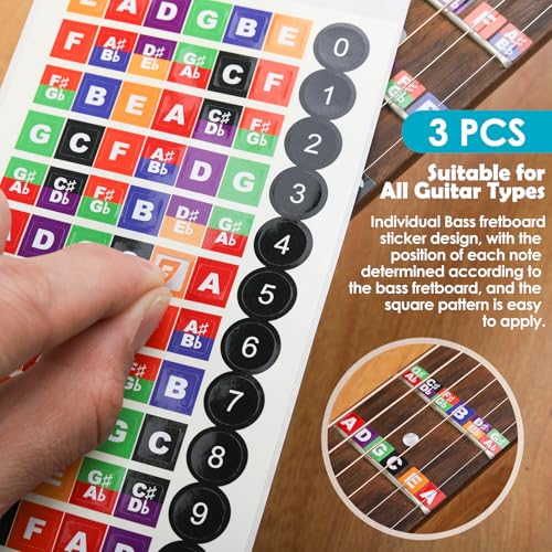 Enjoyard Guitar Learning Kit: 3 Pcs Fretboard Stickers & 1mm PVC Chord Interval Cards - Home Practice & Lesson Essential for Beginner Guitarists & Hobby Players - Image 2