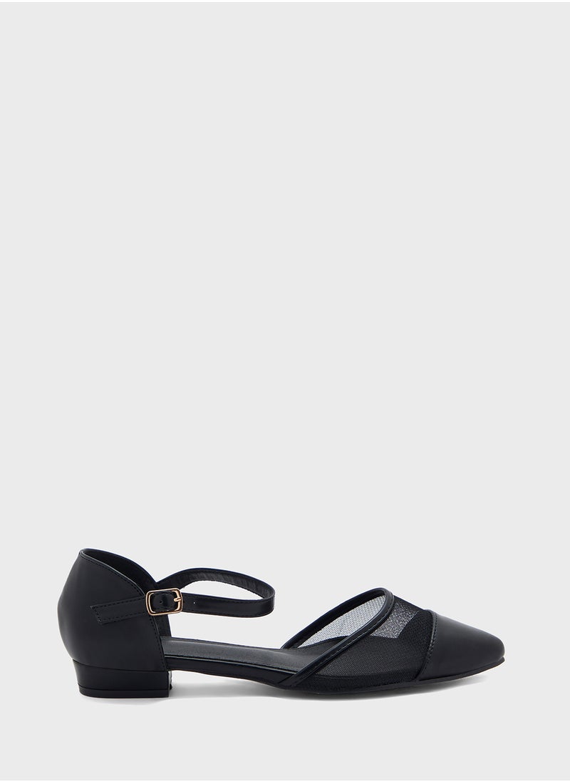ELLA Mesh Detail Pointy Toe Flat Shoe  - Image 1