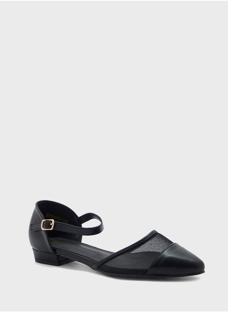 ELLA Mesh Detail Pointy Toe Flat Shoe  - Image 2