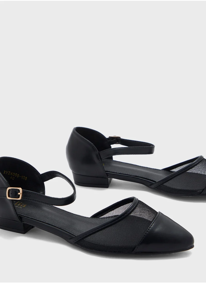 ELLA Mesh Detail Pointy Toe Flat Shoe
