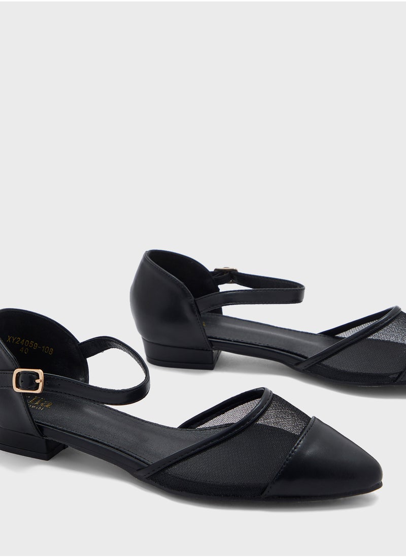 ELLA Mesh Detail Pointy Toe Flat Shoe  - Image 4