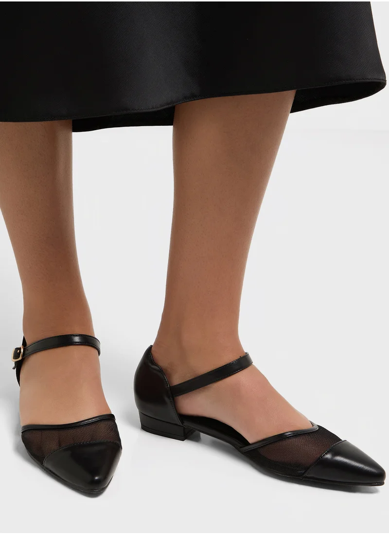 ELLA Mesh Detail Pointy Toe Flat Shoe