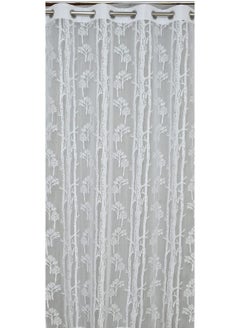 Homefab India Homefab India Pack of 2 Tissue Curtains Sheer Panel Transparent Net - 7 Feet, Door, White, Floral, Grommet Curtains  - Image 5