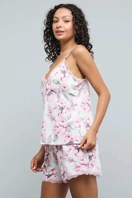 أر أند بي Floral Print Cami Shorty Pyjama Set