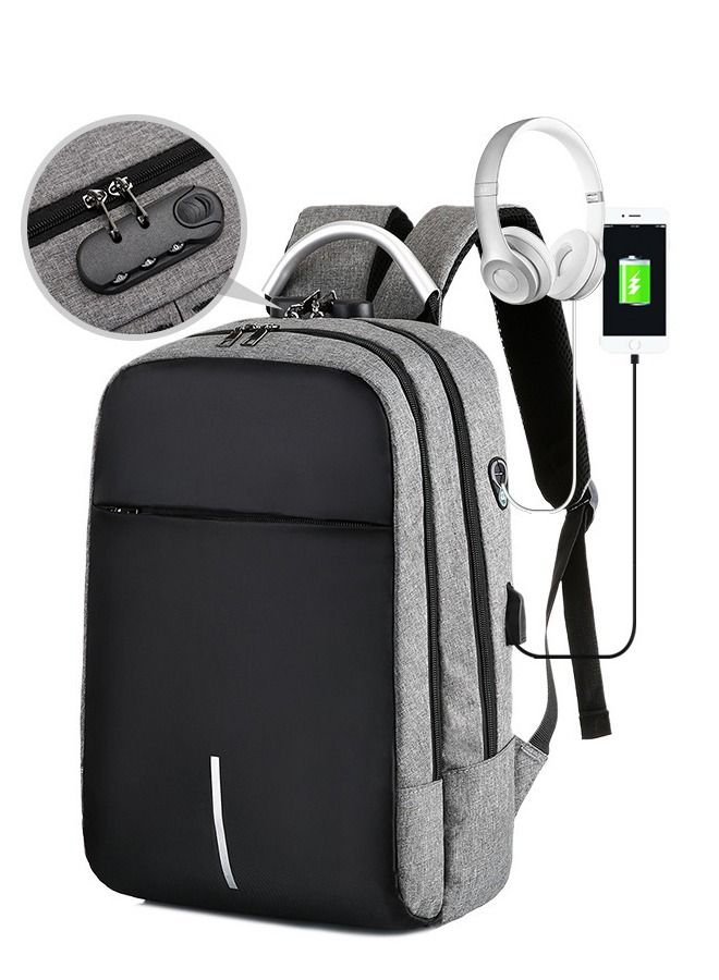 Stylish Laptop Backpack - Business Backpack with USB Charging Port - Anti-Theft Daypack with Lock - Casual Travel Computer Bag for Men Women