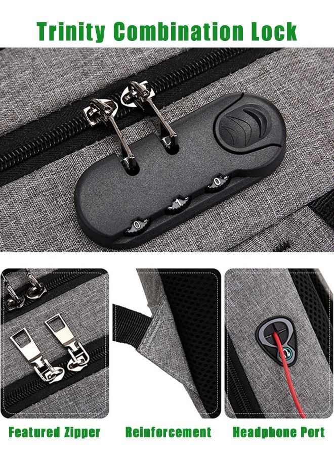 Stylish Laptop Backpack - Business Backpack with USB Charging Port - Anti-Theft Daypack with Lock - Casual Travel Computer Bag for Men Women