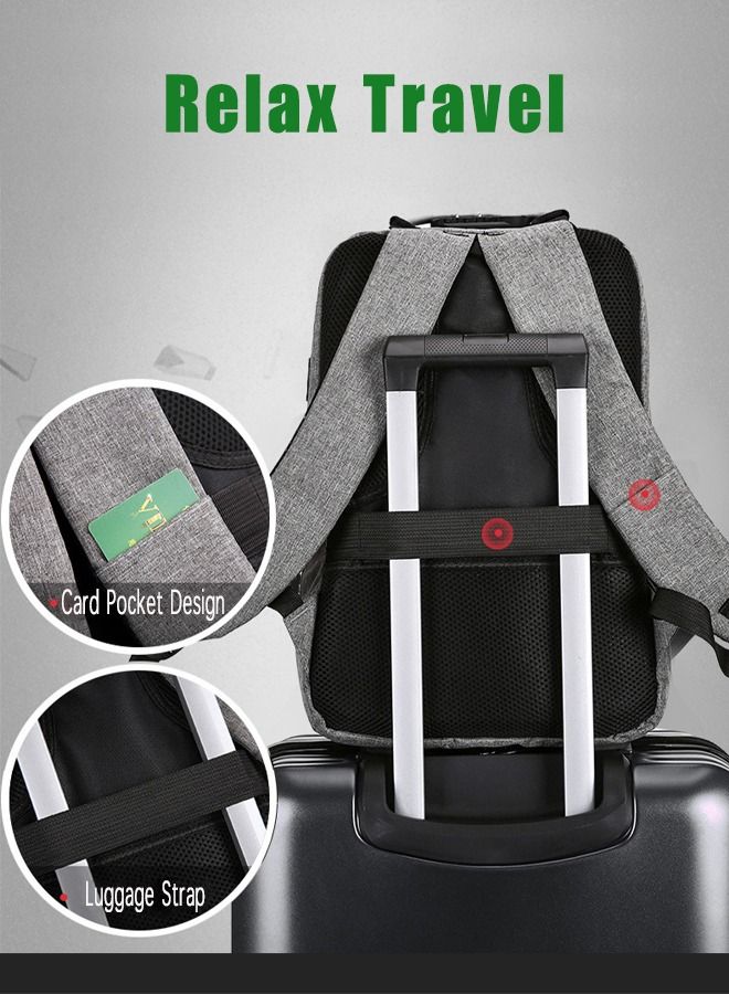 Stylish Laptop Backpack - Business Backpack with USB Charging Port - Anti-Theft Daypack with Lock - Casual Travel Computer Bag for Men Women