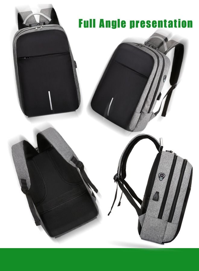 Stylish Laptop Backpack - Business Backpack with USB Charging Port - Anti-Theft Daypack with Lock - Casual Travel Computer Bag for Men Women
