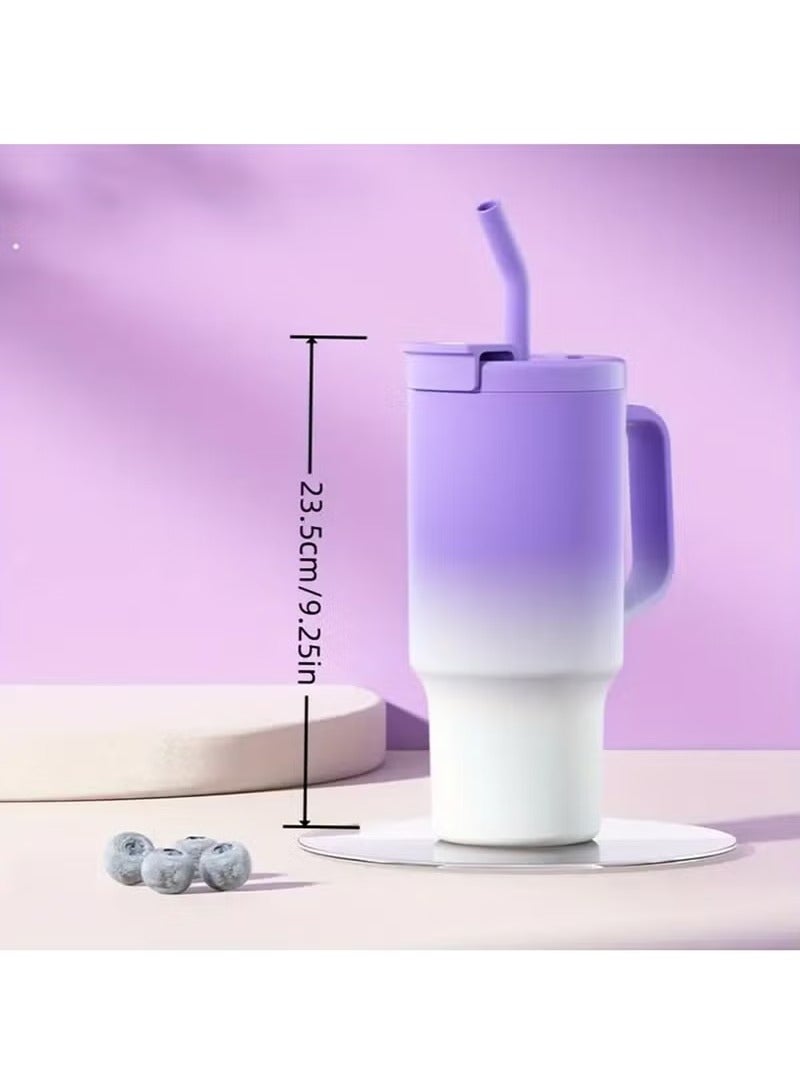 Arabest Insulated Travel Mug with Handle & Straw Lid - Leakproof, BPA-Free Silicone Tumbler for Water, Iced Tea, Coffee, Smoothies - Perfect Gift (Blue) - Image 4