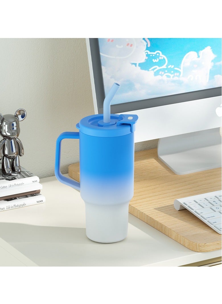 Arabest Insulated Travel Mug with Handle & Straw Lid - Leakproof, BPA-Free Silicone Tumbler for Water, Iced Tea, Coffee, Smoothies - Perfect Gift (Blue) - Image 3