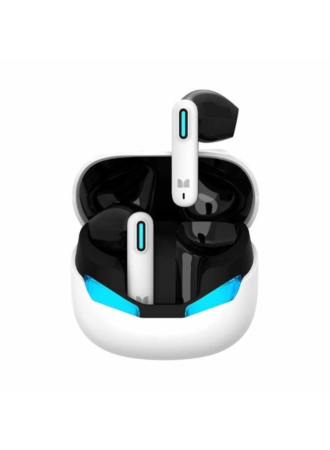 Monster سماعات الألعاب اللاسلكية مونستر أيرستار Q15 | أضواء LED رائعة | بلوتوث 6.0 | صوت محيطي 360° | زمن استجابة منخفض - أبيض - Image 1