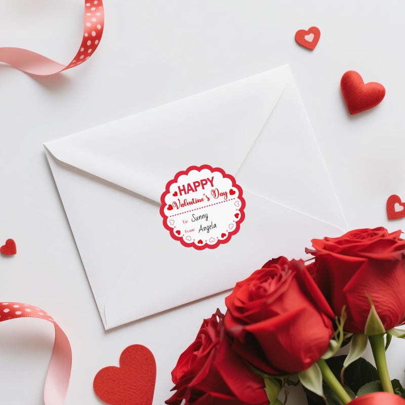 Alynta Happy Valentine's Day Stickers - 2 Inch 60Pcs Valentines Gift Tag Stickers Valentines to from Labels Heart Sticker for Envelope Seals Cards Valentine's Day Decorations (Red) - Image 4