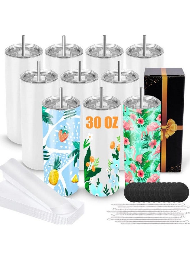 Joyclub Joyclub Sublimation Tumblers 30 oz Blank Tumblers for Sublimation Skinny Bulk Double Wall Insulated Cups with Individually Gift Boxed and Shrink Wrap Films for Heat Transfer 10 Pack  - Image 1