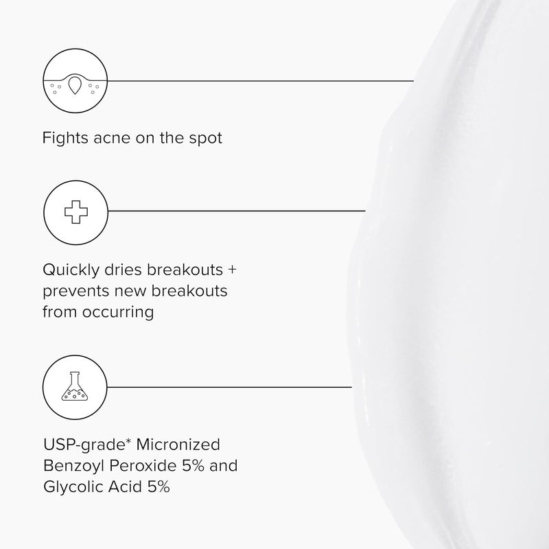 DRMTLGY Acne Spot Treatment and Cystic Acne Treatment. Acne Serum with Micronized Benzoyl Peroxide 5% and Glycolic Acid. 1.1 oz, 2 pack - Image 2