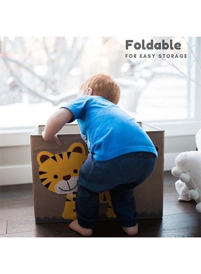 Arabest Large Toy Chest, Canvas Soft Fabric Children Toy Storage Bin Basket, With Flip Top Lid, Sturdy and Lightweight, Foldable and Detachable, For Kids Toddler and Baby Nursery - Image 4