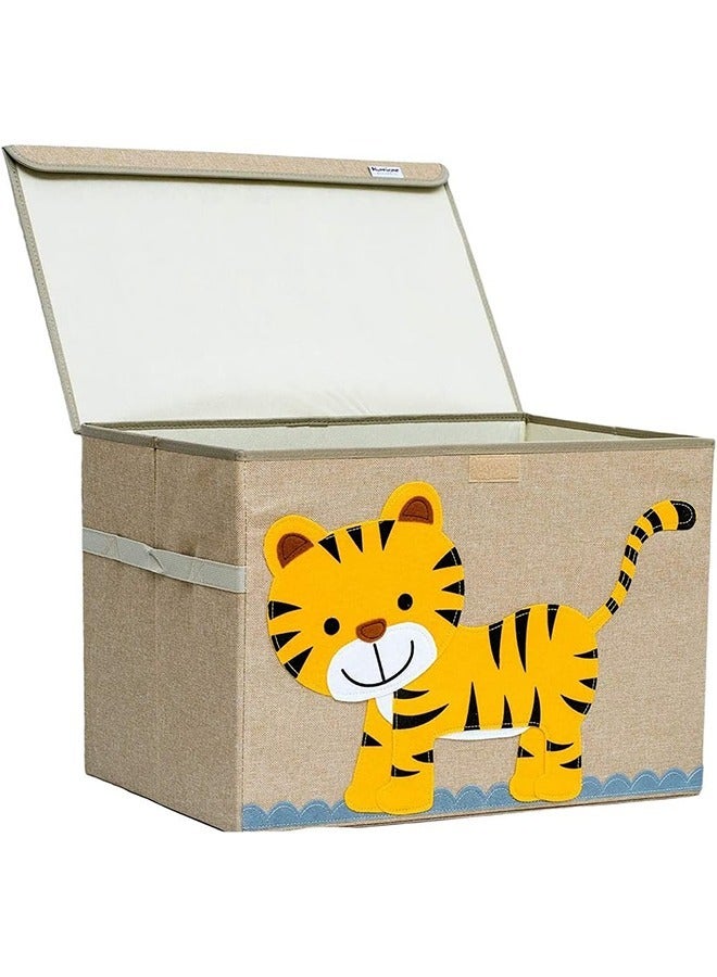 Arabest Large Toy Chest, Canvas Soft Fabric Children Toy Storage Bin Basket, With Flip Top Lid, Sturdy and Lightweight, Foldable and Detachable, For Kids Toddler and Baby Nursery - Image 2