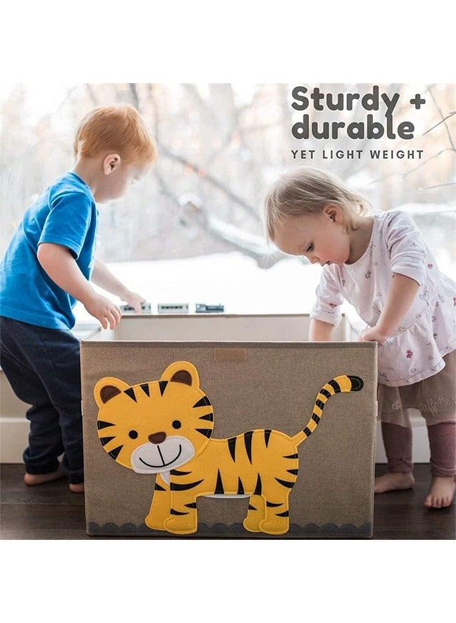 Arabest Large Toy Chest, Canvas Soft Fabric Children Toy Storage Bin Basket, With Flip Top Lid, Sturdy and Lightweight, Foldable and Detachable, For Kids Toddler and Baby Nursery - Image 5