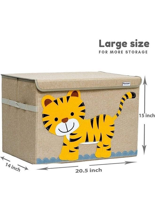 Arabest - Large Toy Chest, Canvas Soft Fabric Children Toy Storage Bin Basket, With Flip Top Lid, Sturdy and Lightweight, Foldable and Detachable, For Kids Toddler and Baby Nursery - Image 1