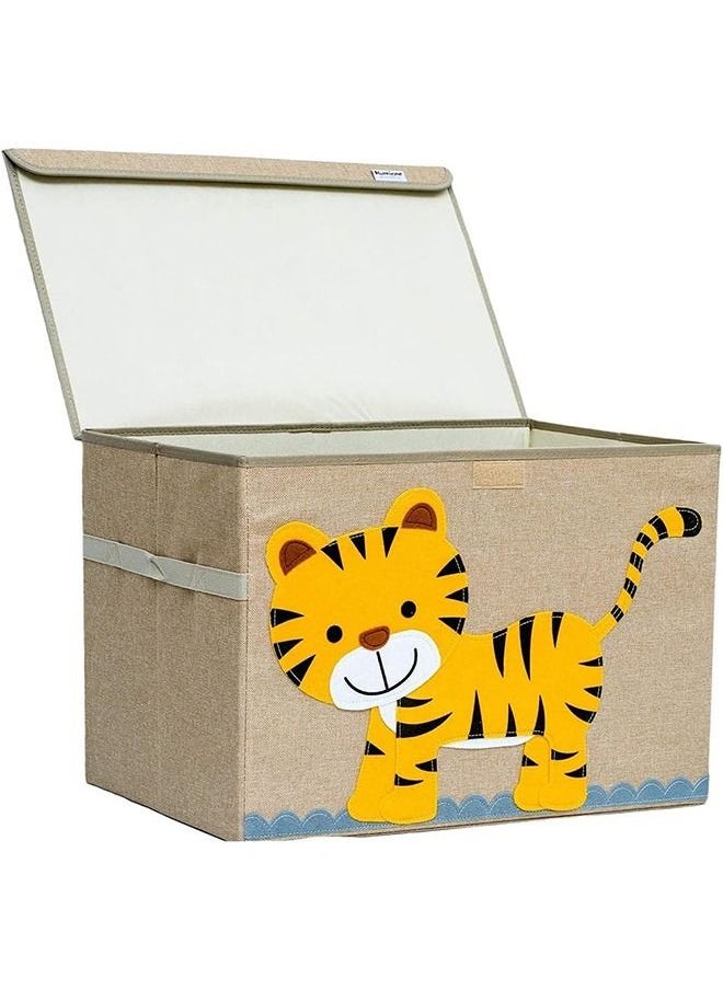 Arabest - Large Toy Chest, Canvas Soft Fabric Children Toy Storage Bin Basket, With Flip Top Lid, Sturdy and Lightweight, Foldable and Detachable, For Kids Toddler and Baby Nursery - Image 1