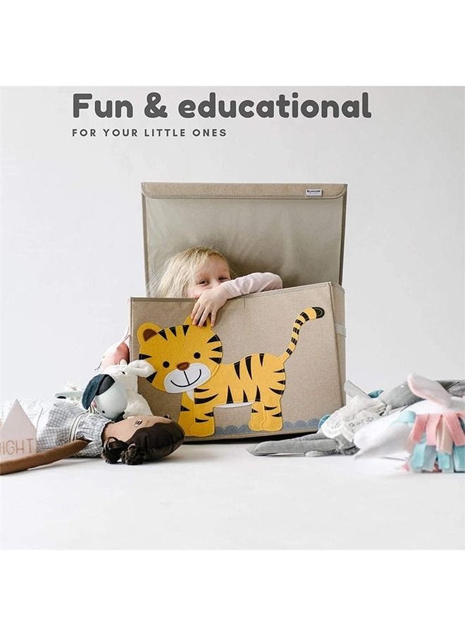 Arabest - Large Toy Chest, Canvas Soft Fabric Children Toy Storage Bin Basket, With Flip Top Lid, Sturdy and Lightweight, Foldable and Detachable, For Kids Toddler and Baby Nursery - Image 1