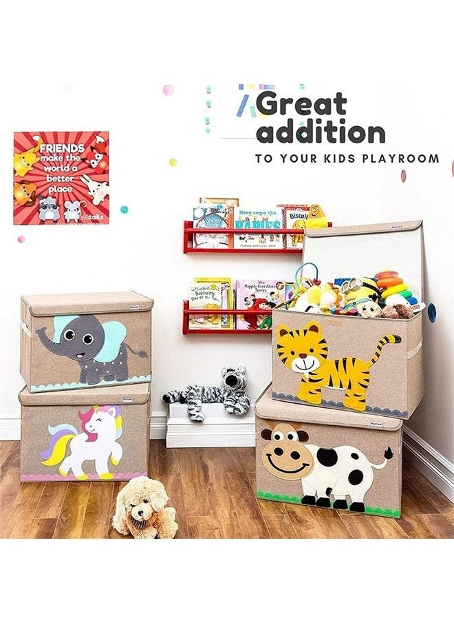 Arabest - Large Toy Chest, Canvas Soft Fabric Children Toy Storage Bin Basket, With Flip Top Lid, Sturdy and Lightweight, Foldable and Detachable, For Kids Toddler and Baby Nursery - Image 1