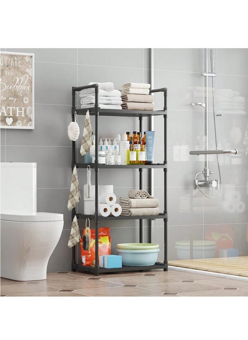 BestStore 4-Tier Storage Shelf Organizer for Kitchen Bathroom Shelves Garage Home Pantry Closet Office.Multi Rack Stand Units with Hooks and Handle for Jar and Bottles  - Image 1
