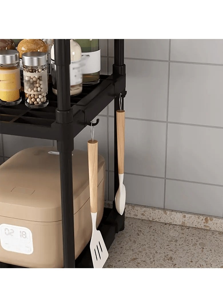 BestStore 4-Tier Storage Shelf Organizer for Kitchen Bathroom Shelves Garage Home Pantry Closet Office.Multi Rack Stand Units with Hooks and Handle for Jar and Bottles  - Image 4